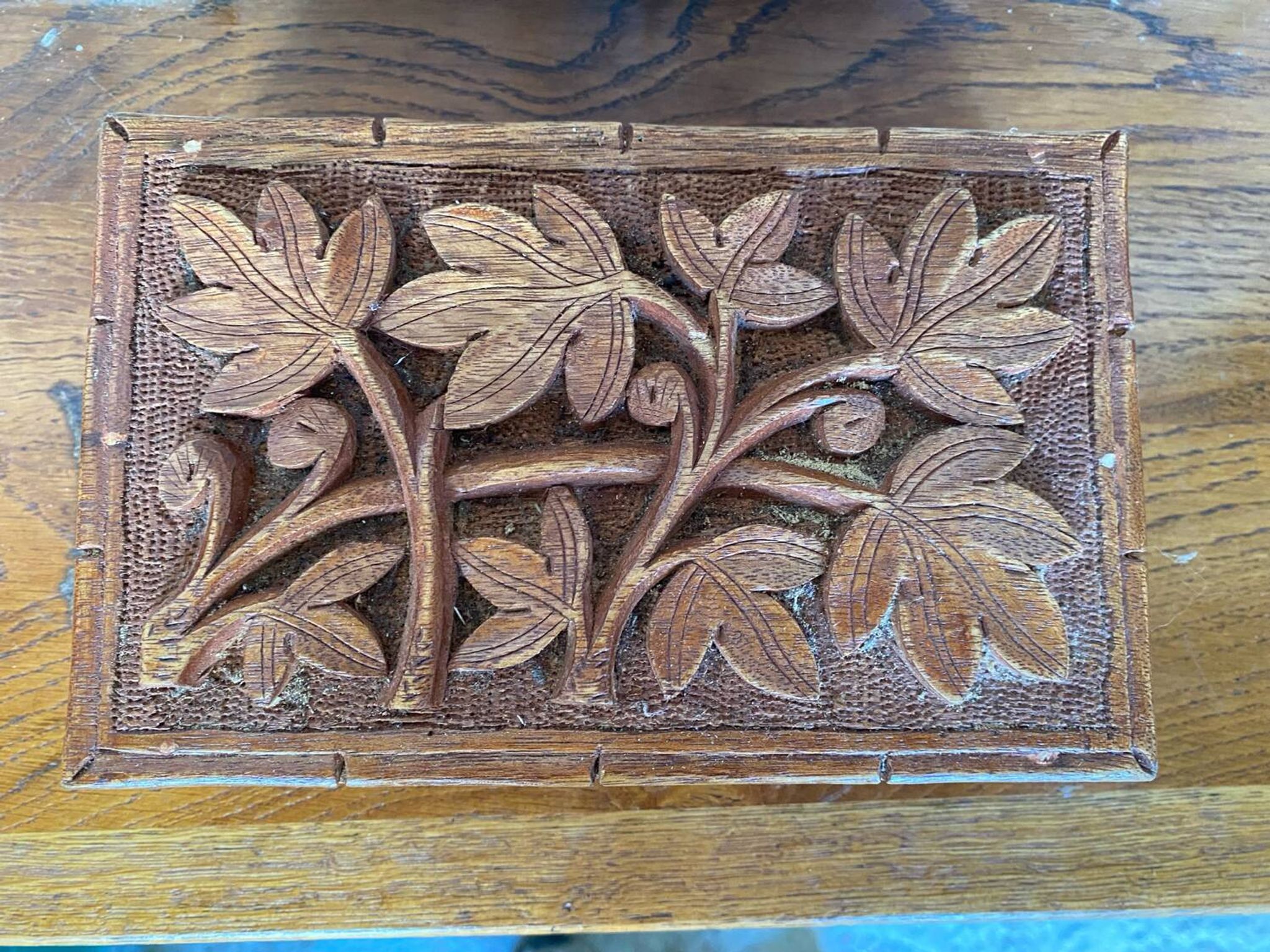 Antique Secret Jewelry Box Carved Walnut Wood 2 Compartments Vintage