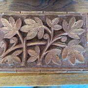 Antique Secret Jewelry Box Carved Walnut Wood 2 Compartments Vintage