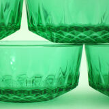 8 tempered glass dessert cups - emerald green colours - Arcoroc France - vintage 60s