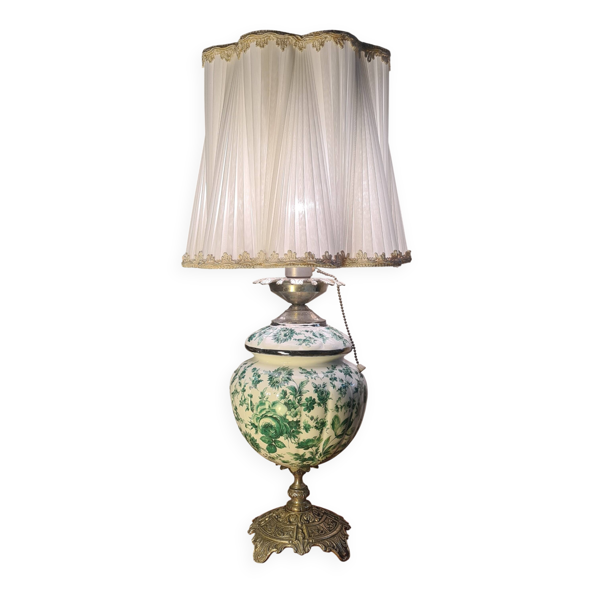 antique lamp 65x32 bronze and porcelain pull-out in very good condition