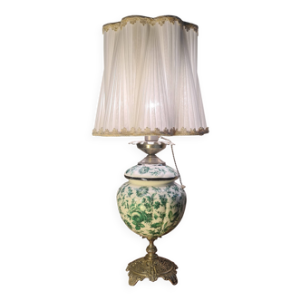 lampe ancienne 65x32 bronze et porcelaine inter a tirette tres bon etat