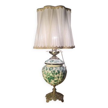 lampe ancienne 65x32 bronze et porcelaine inter a tirette tres bon etat