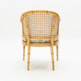 Pair of bamboo chairs caning around 1960