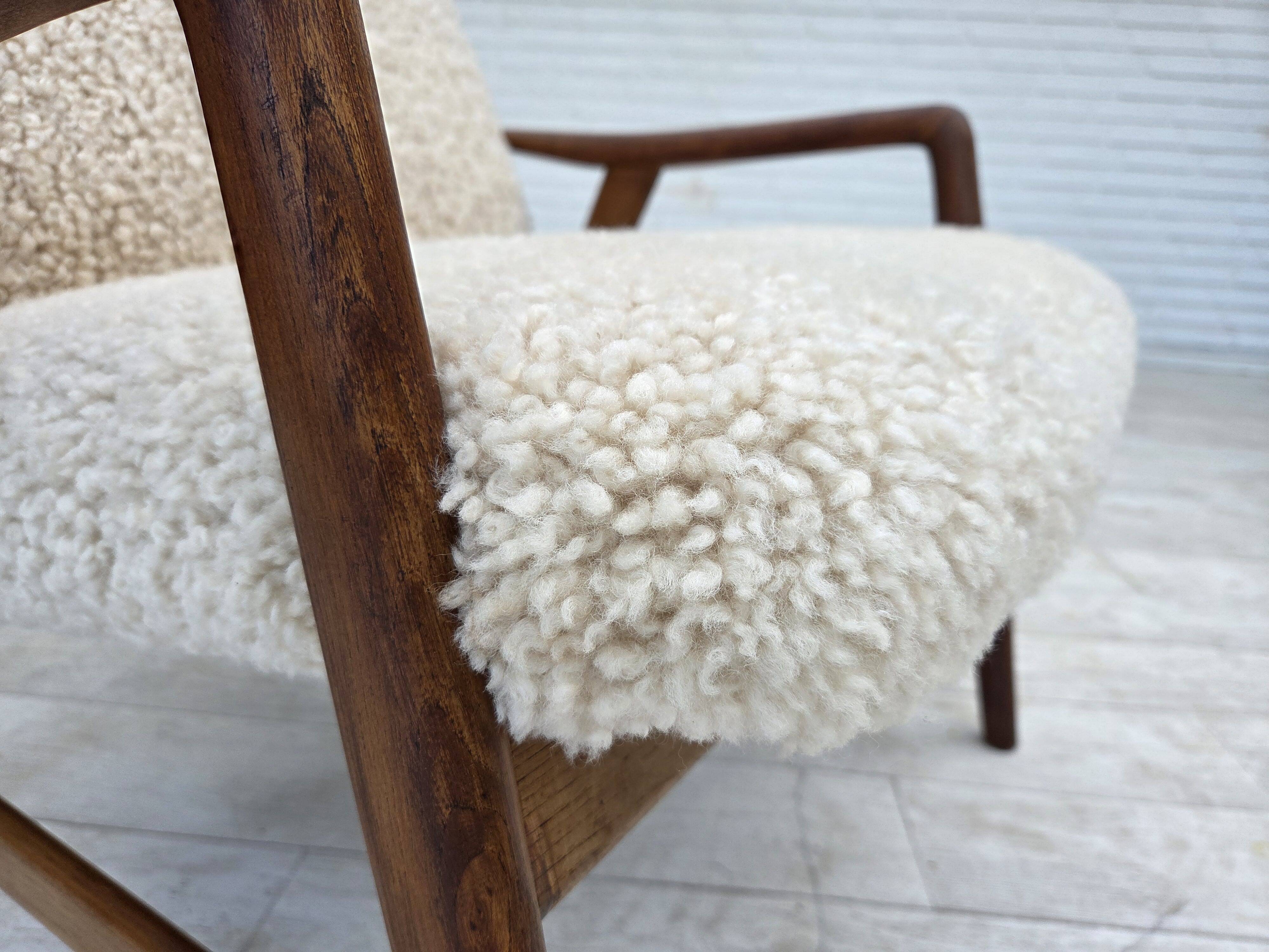 1960s, Danish design by Alf Svensson, genuine sheepskin, reupholstered.