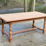 Renovated extendable farmhouse table in solid raw cherry wood 265cm