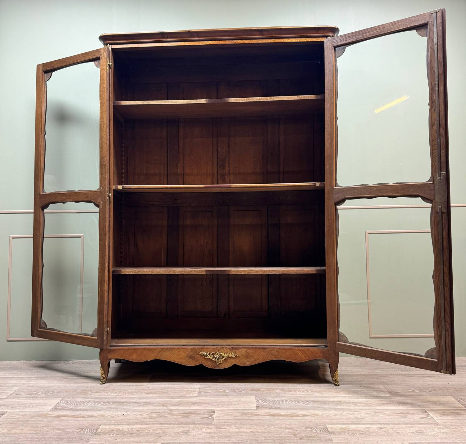 Louis xv style marquetry glass bookcase xix eme century