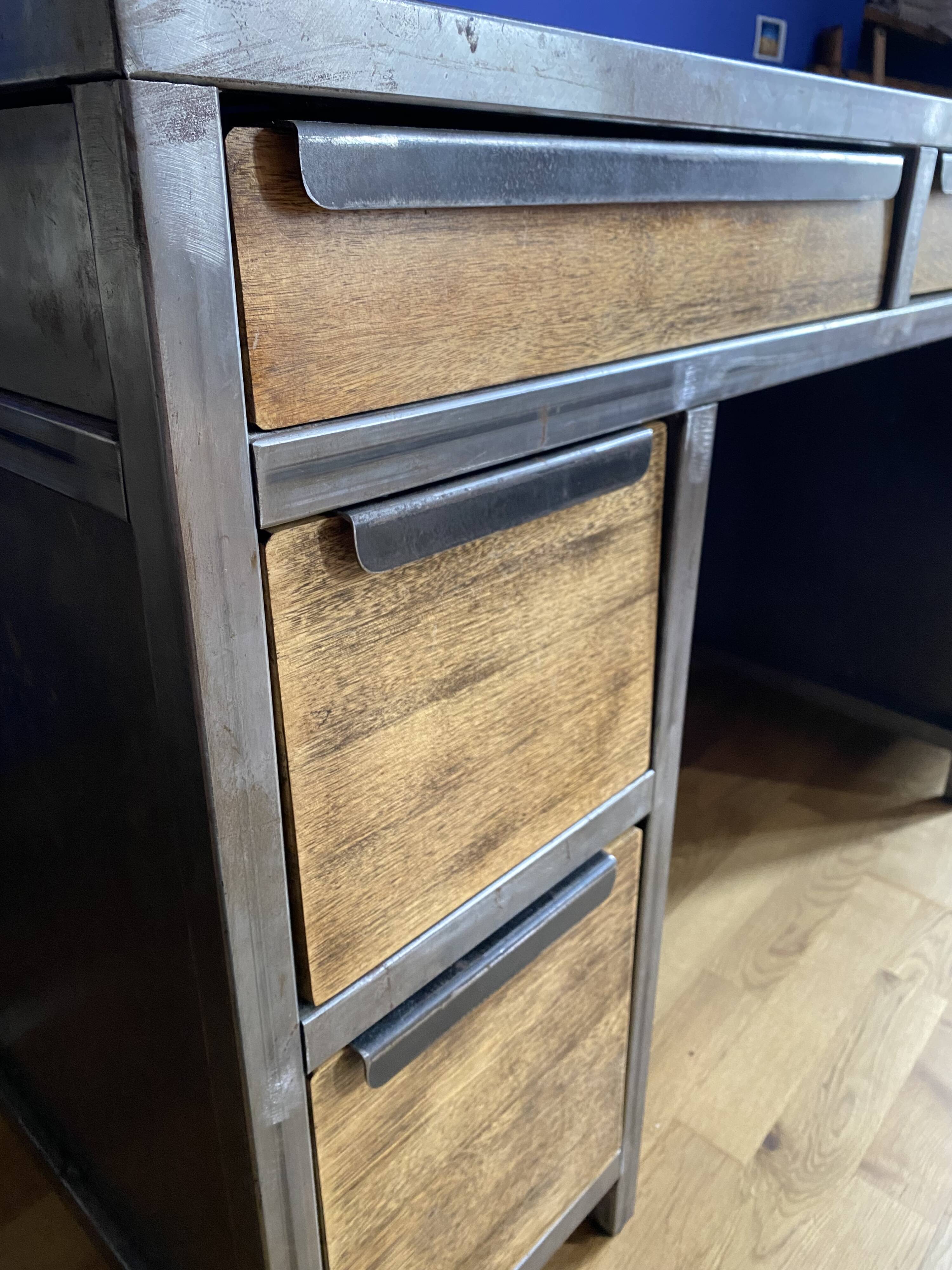 Industrial desk made of iron and wood
