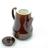 Brown enamelled sandstone teapot with a small lid
