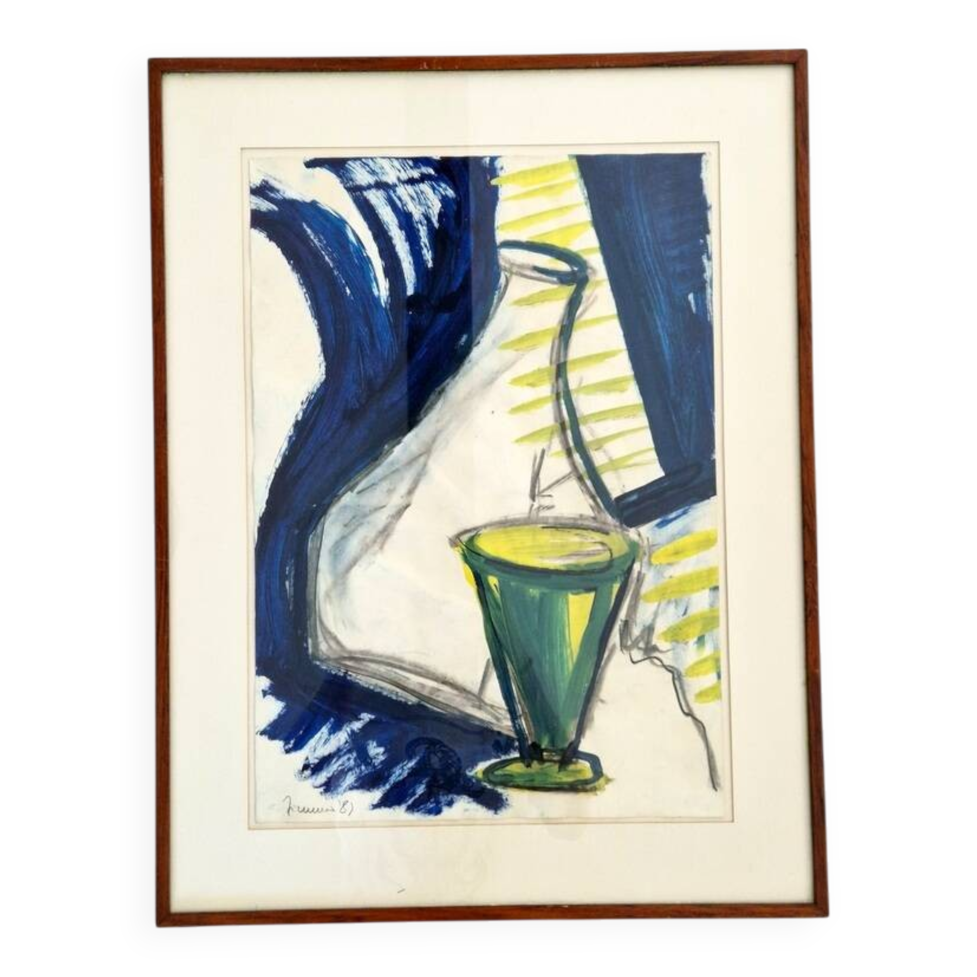 Bernd Zimmer (Born 1948) Gouache on paper - Abstract still life