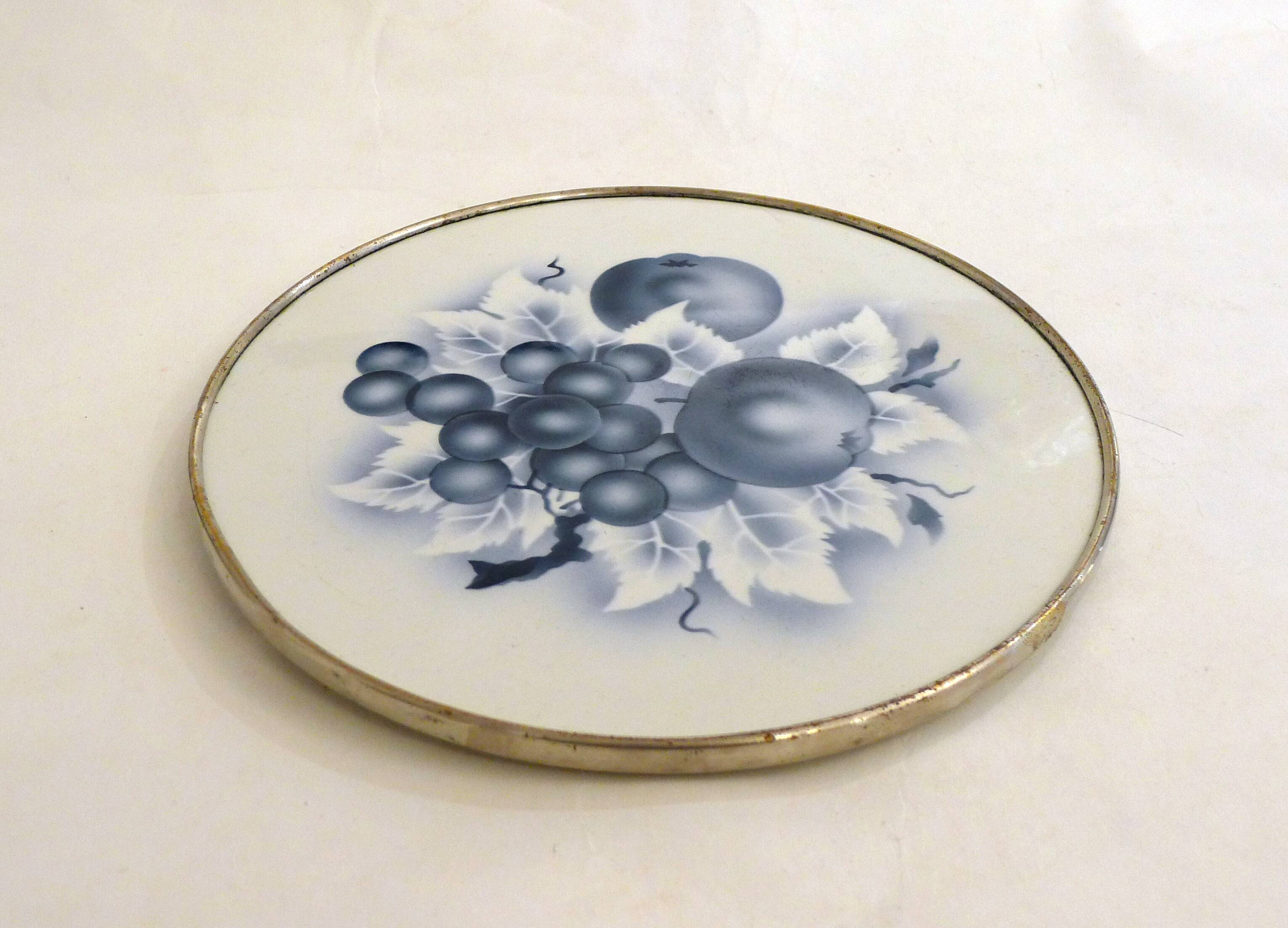 Plat à gâteau décor Fruits 1940'