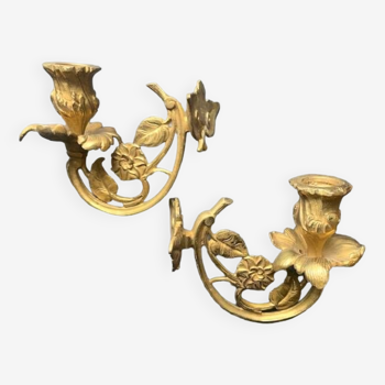 Paire d'appliques Louis XV en bronze doré XVIIIème