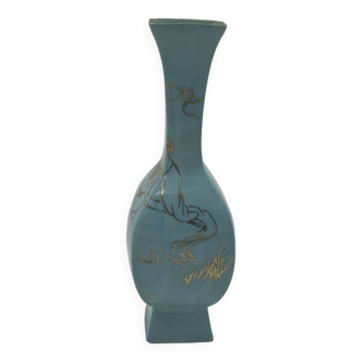 Chinese porcelain vase, cetadon, with gold leaf, Jingdezhen