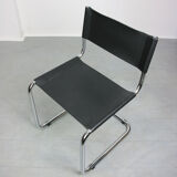 Vintage black leather bauhaus chair, italy