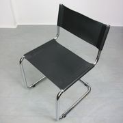 Vintage black leather bauhaus chair, italy