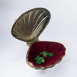 Boîte à bijoux en coquillage, plaqué argent, Italie, vers les années 1980.
