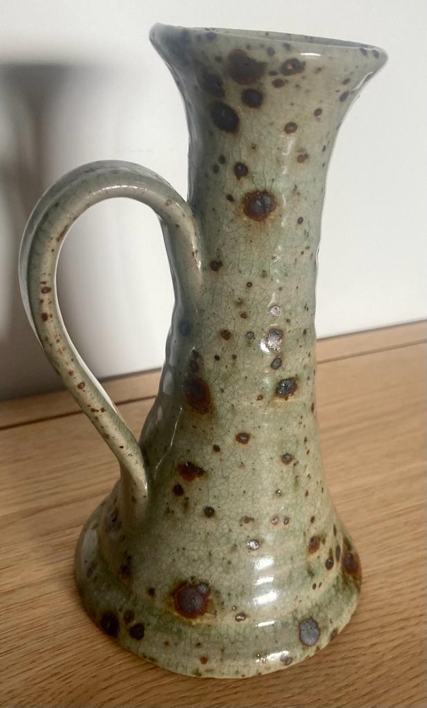 Speckled stoneware candle holder