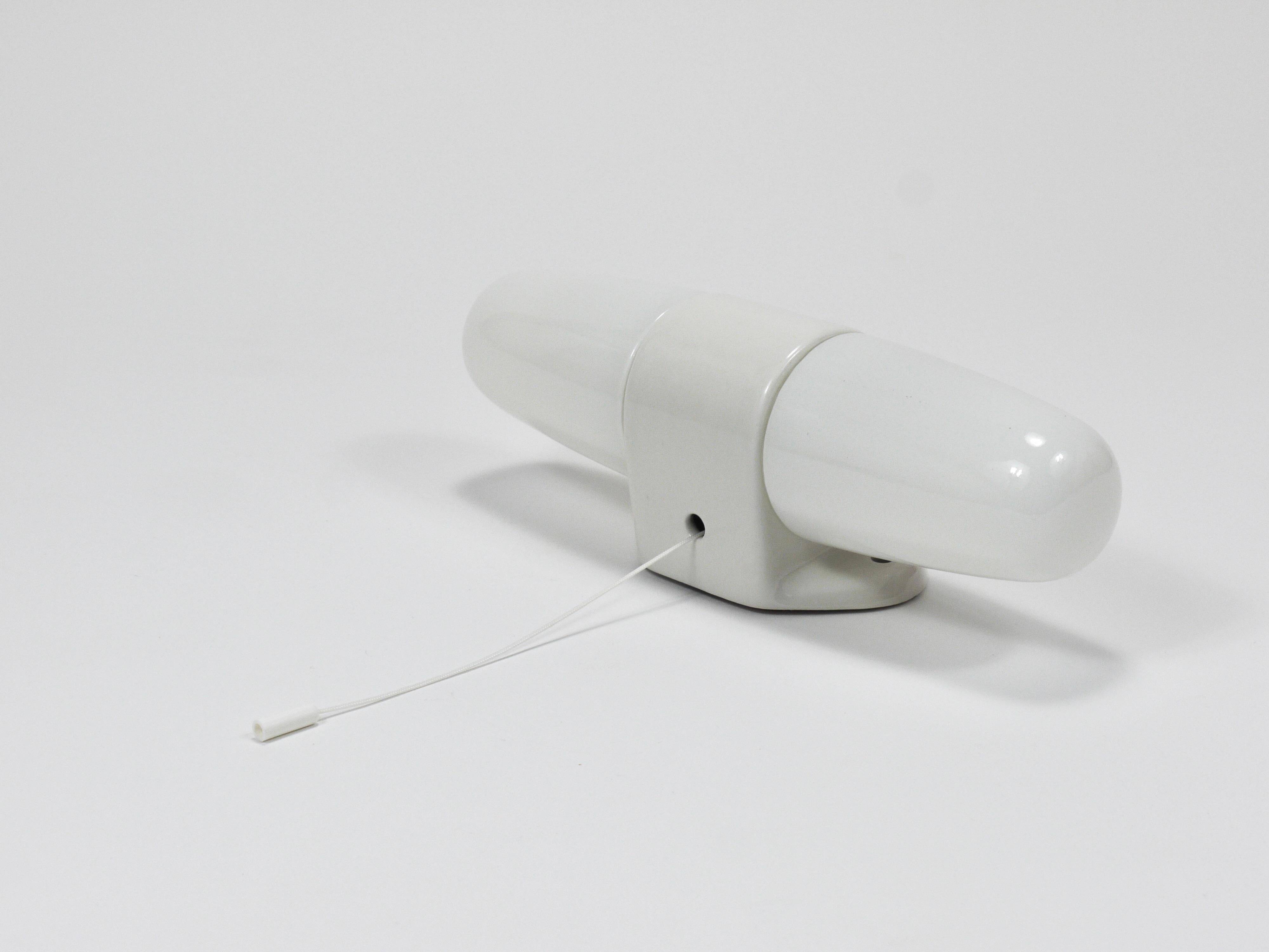 White double wall lamp Bauhaus Wilhelm Wagenfeld, Linder Germany, 1950s
