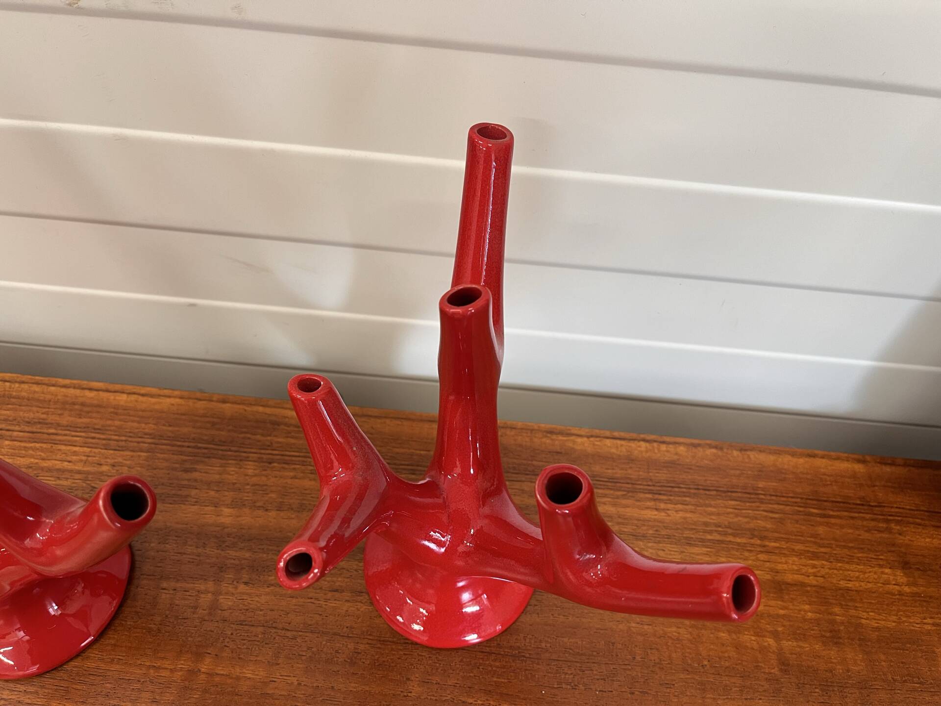 Set of two vintage “Alberello” coral vases