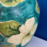 Pied de lampe ceramique made in Italy fleur jaune et vert