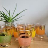 Set of 9 gilded granite glasses