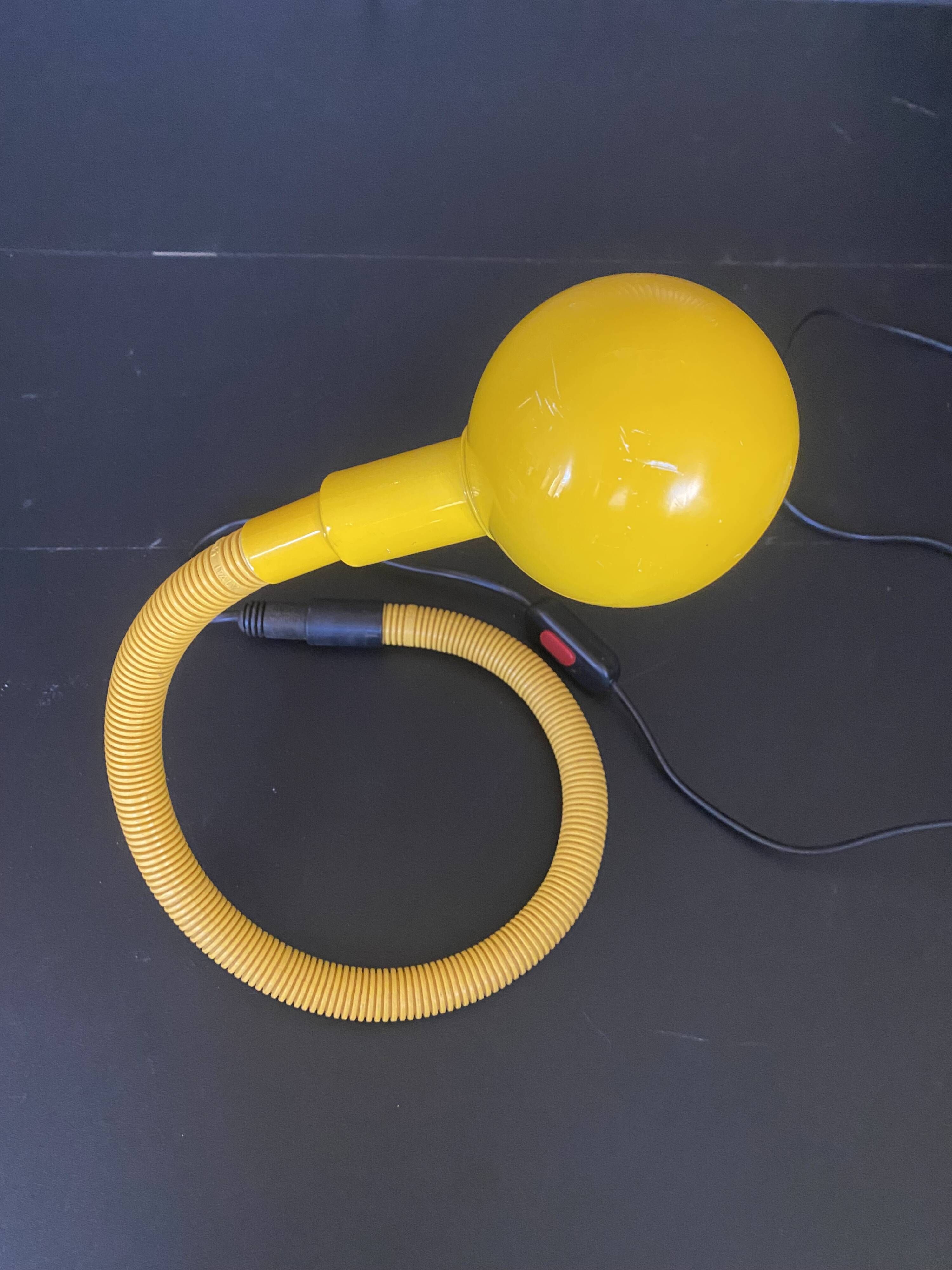 Yellow Hebi lamp by Isao Hosoe for Valenti, vintage pop yellow from the 1970s.