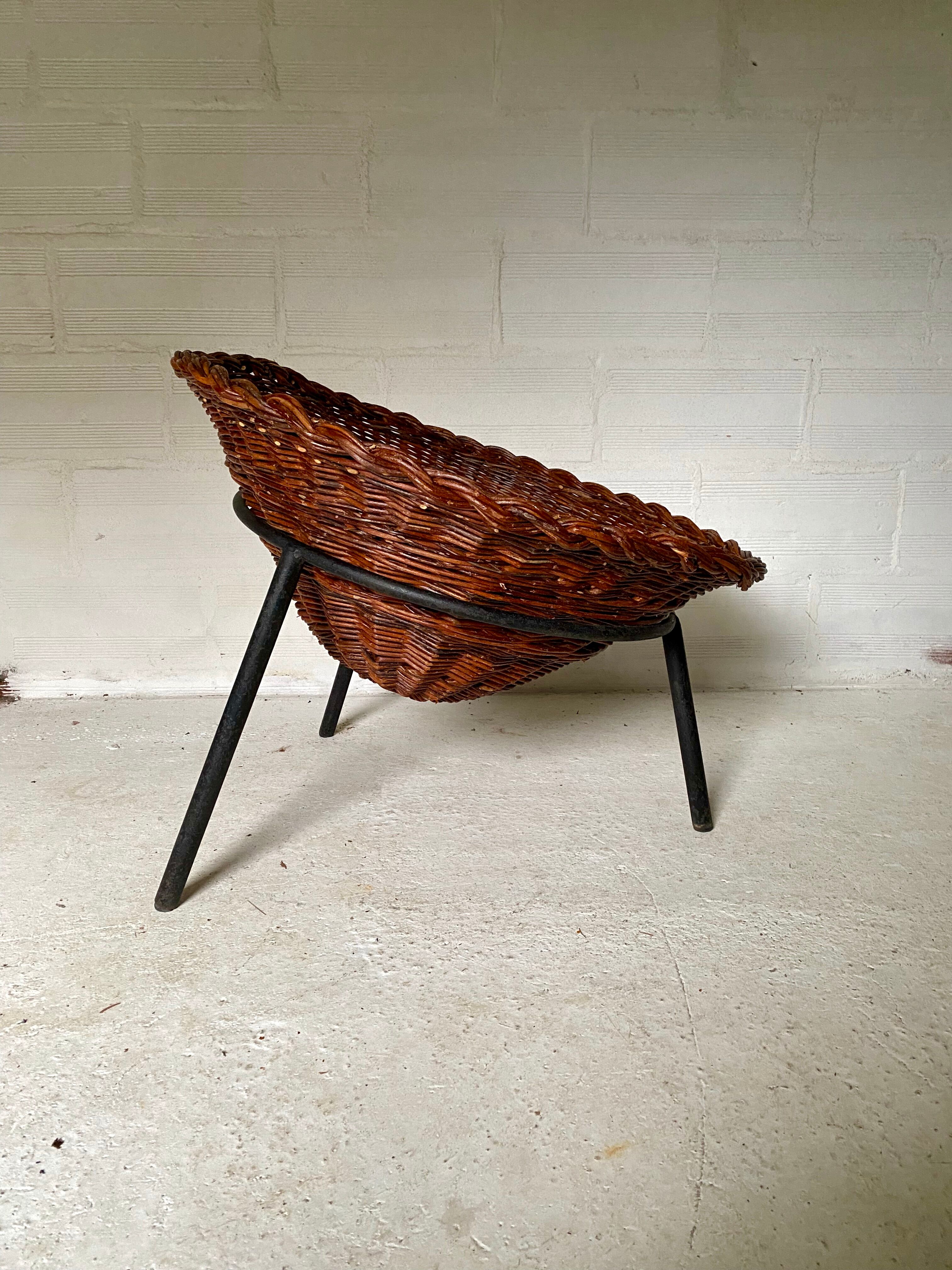 Pair of wicker basket armchairs