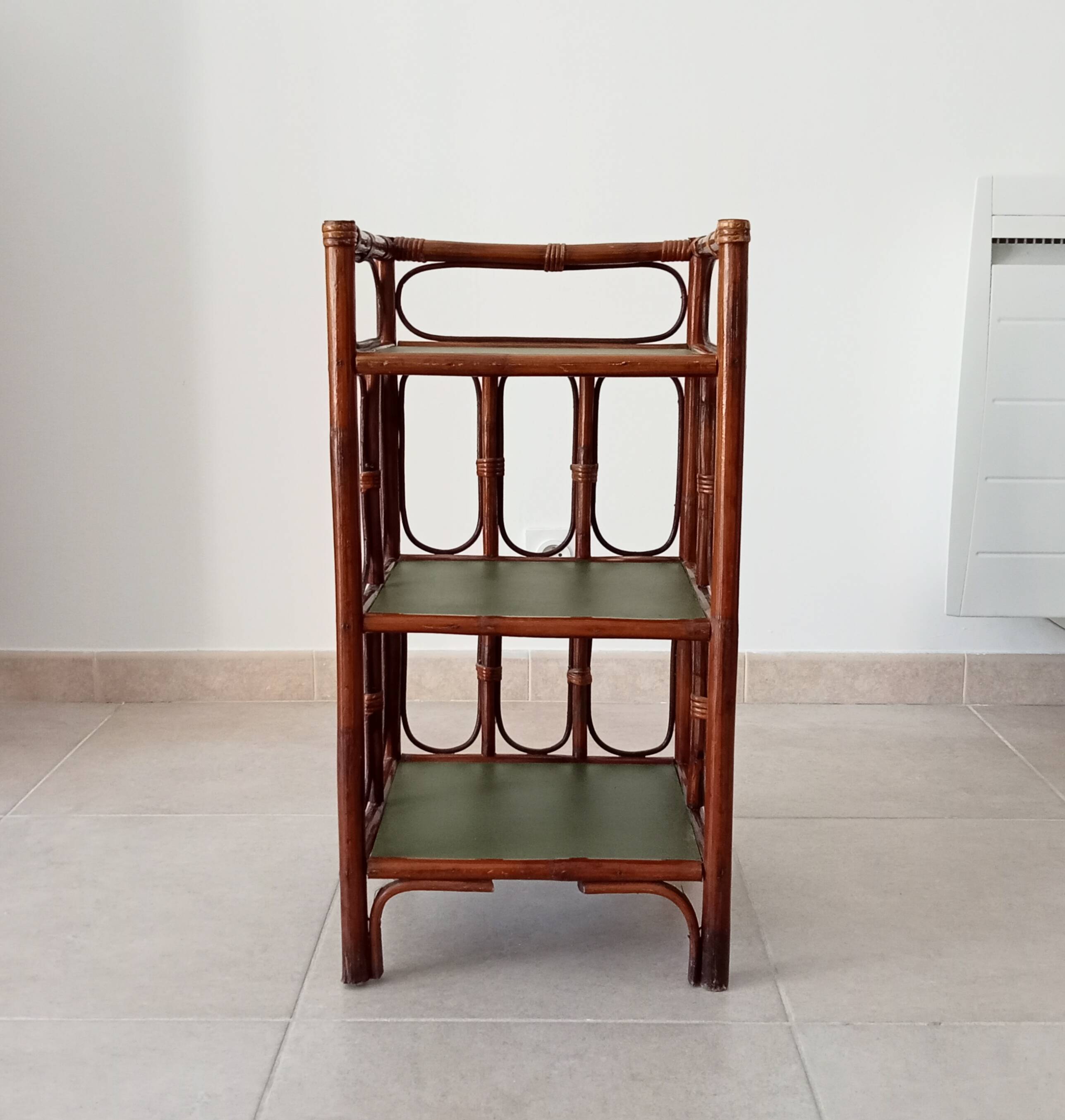 Vintage stand shelf in bamboo and rattan