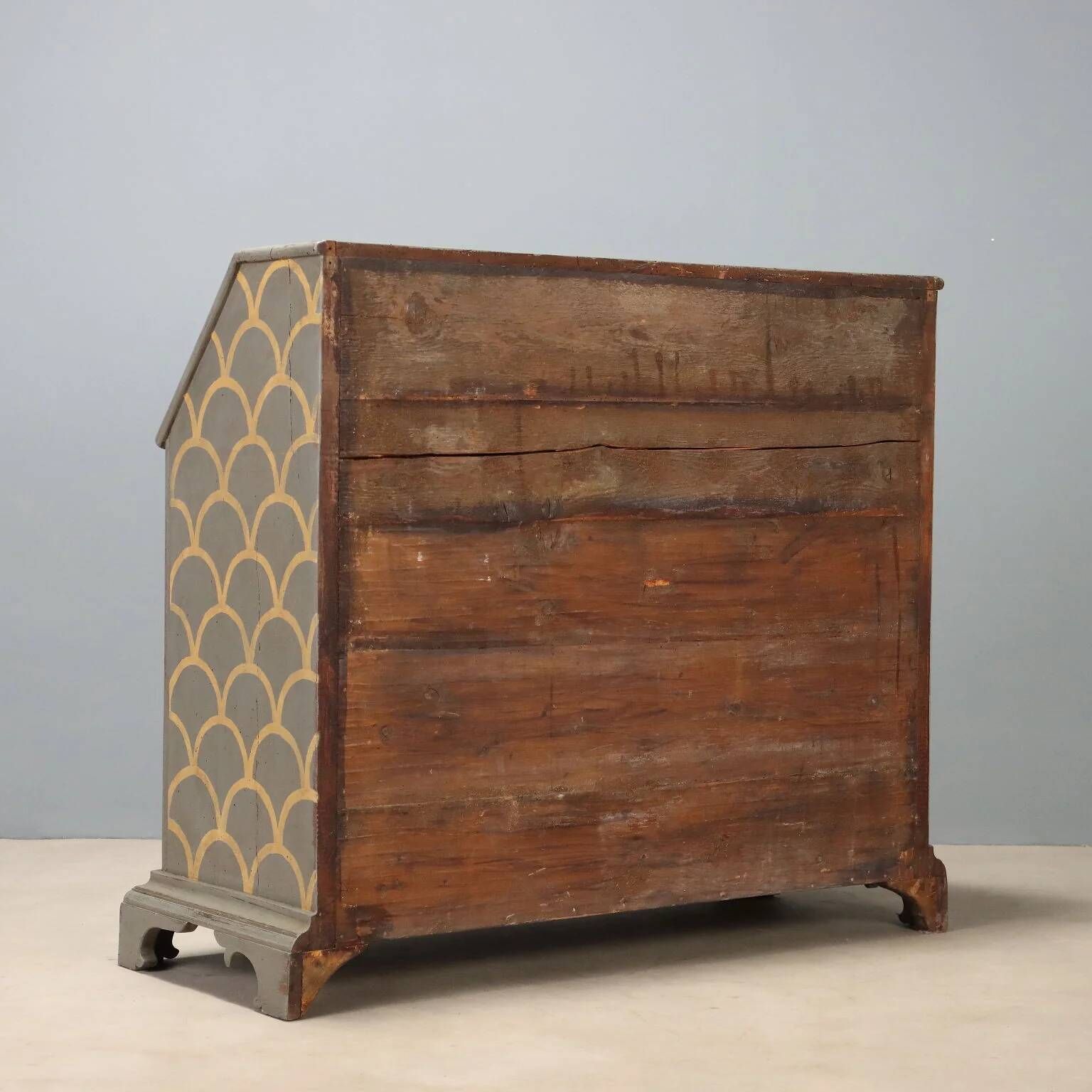Antique drop-leaf secretary cabinet, neoclassical style, walnut, 20th century.