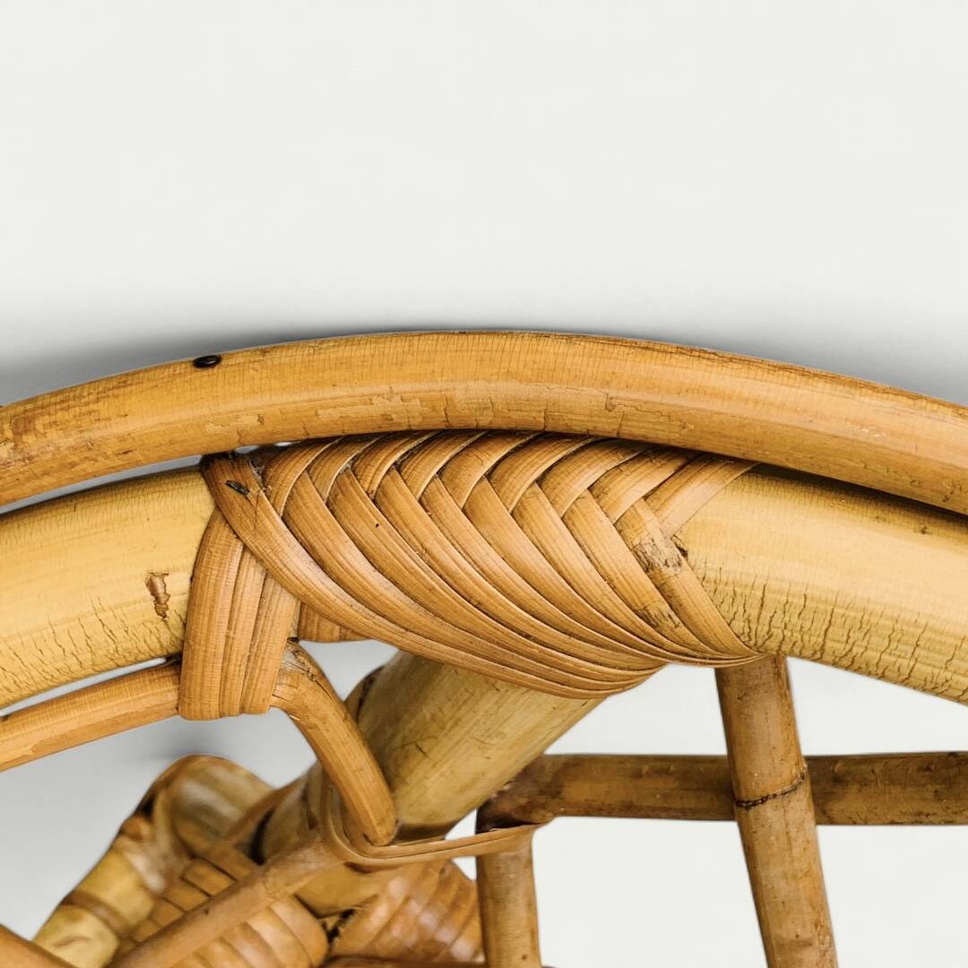 Rattan basket bed 90x190 vintage 1960