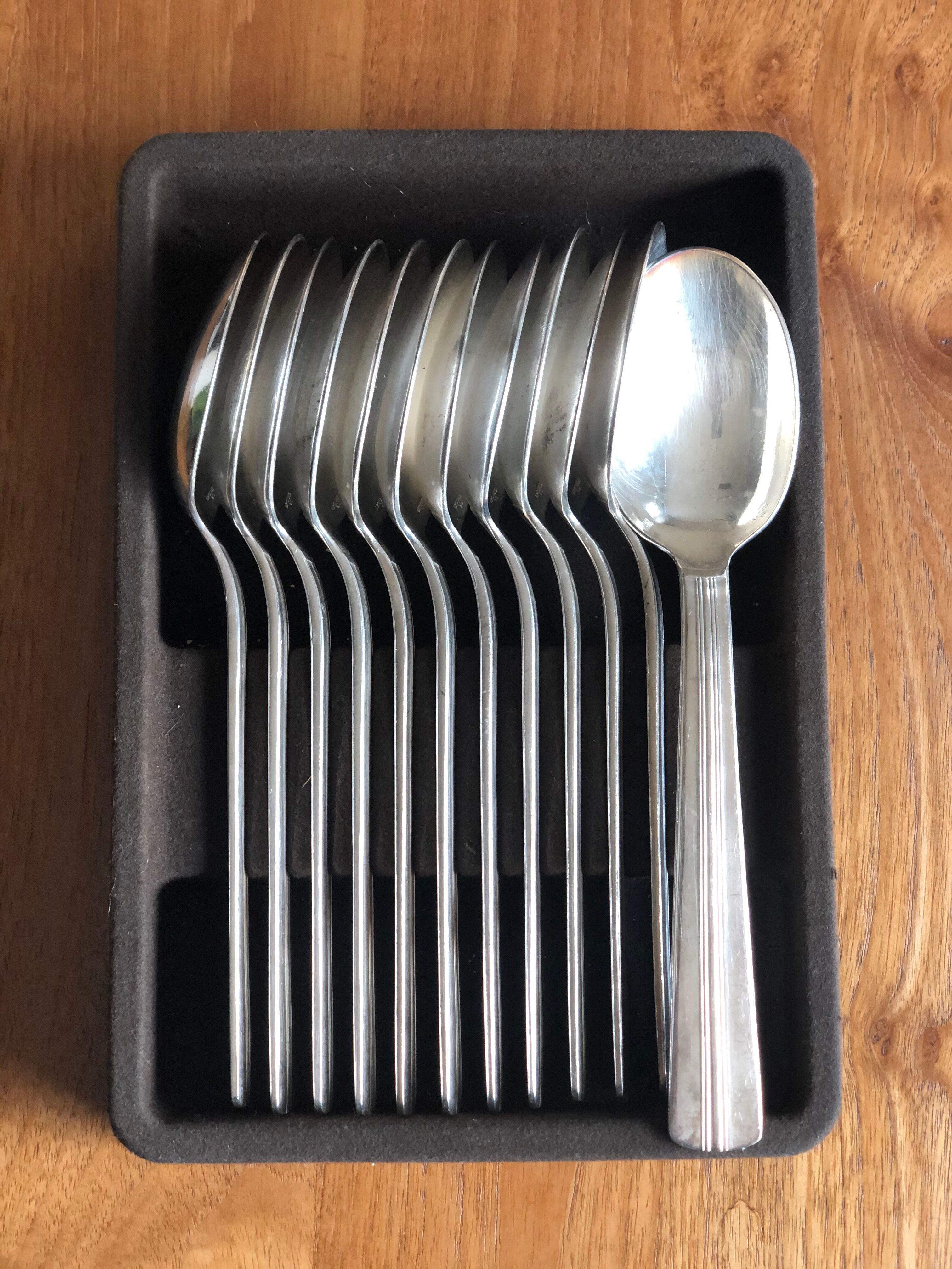 12 Soup spoons Ercuis in silver metal