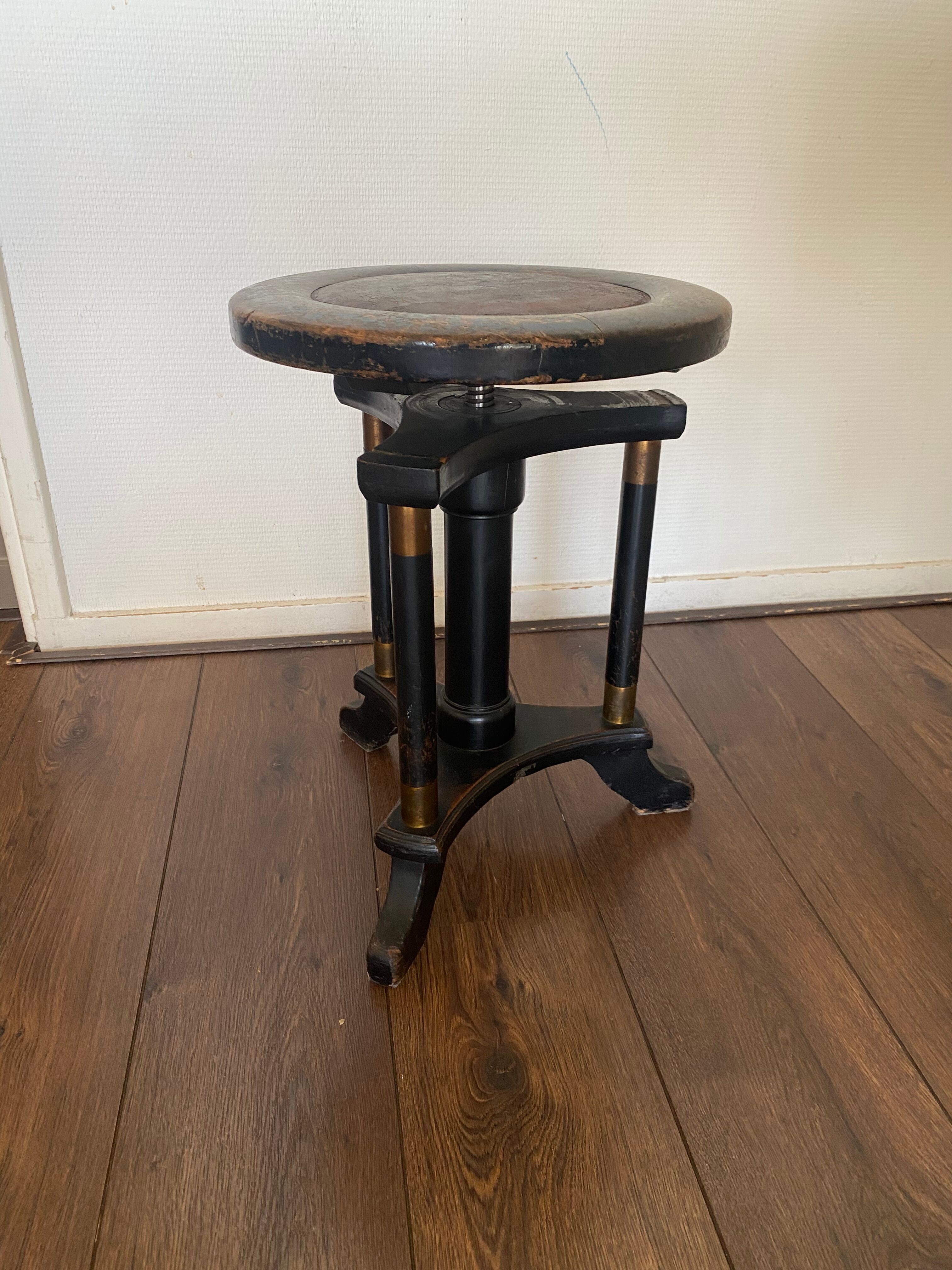 Art deco regency piano stool in oak 1920s