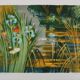 Paul collomb : les iris bleues, lithographie originale signée