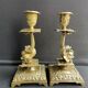 Pair of Napoleon III candle holders - Louis XIV style - Bronze (gilded)