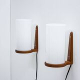 Pair of teak & acrylic sconces by Luxus, Sweden