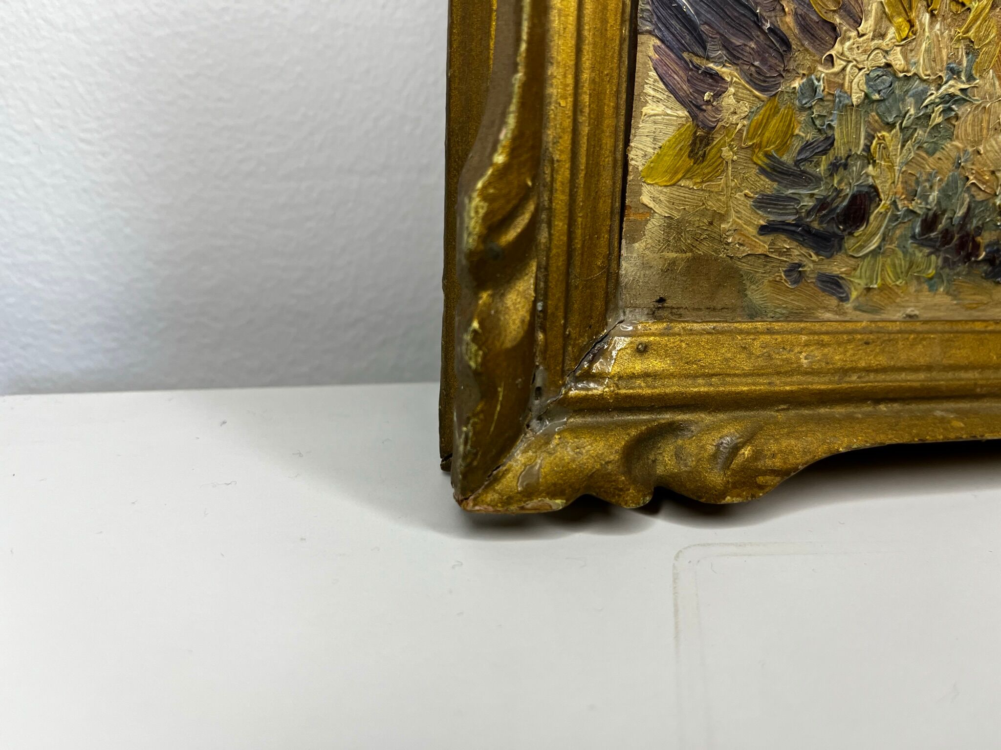 Oil painting on wooden panel, beautiful southern landscape