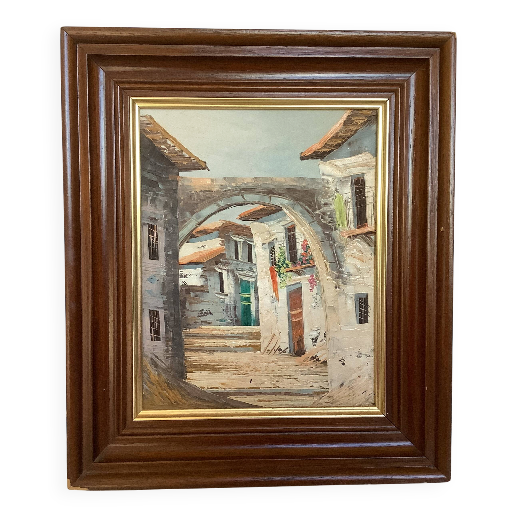 Tableau ruelles de village huile sur toile