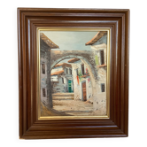Village alley painting, oil on canvas.