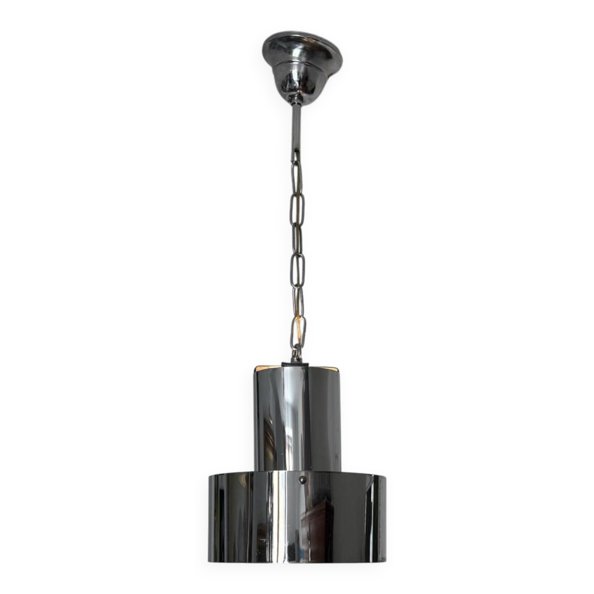 Chrome metal chandelier, Italian design, 70s