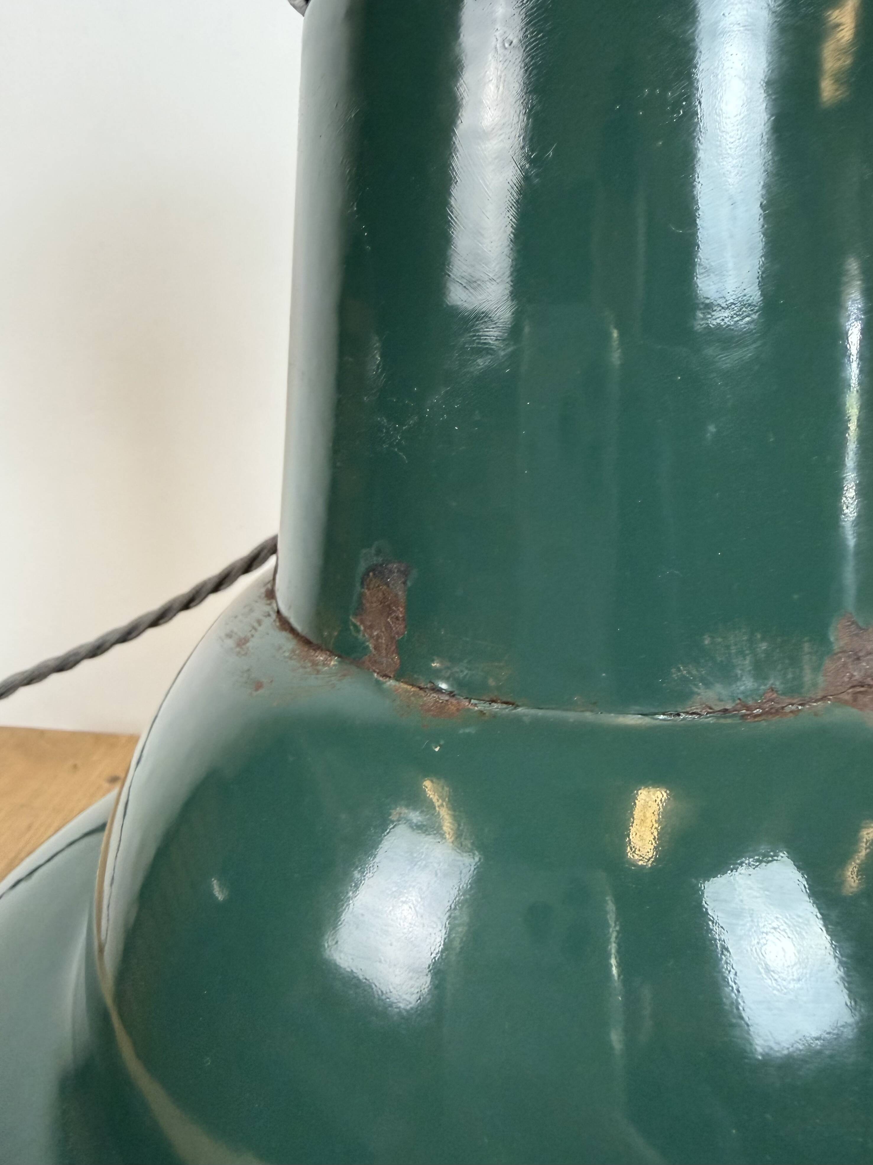 Industrial French Petrol Enamel Pendant Lamp from Sammode, 1950s