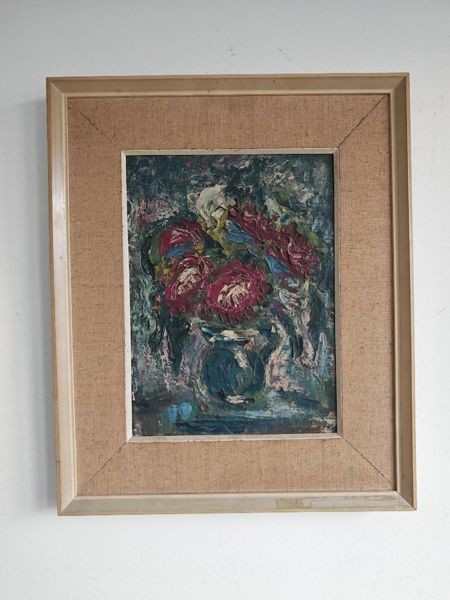 Modernist oil painting on canvas "Flowers" by Branislava Modelska-Jovanovic