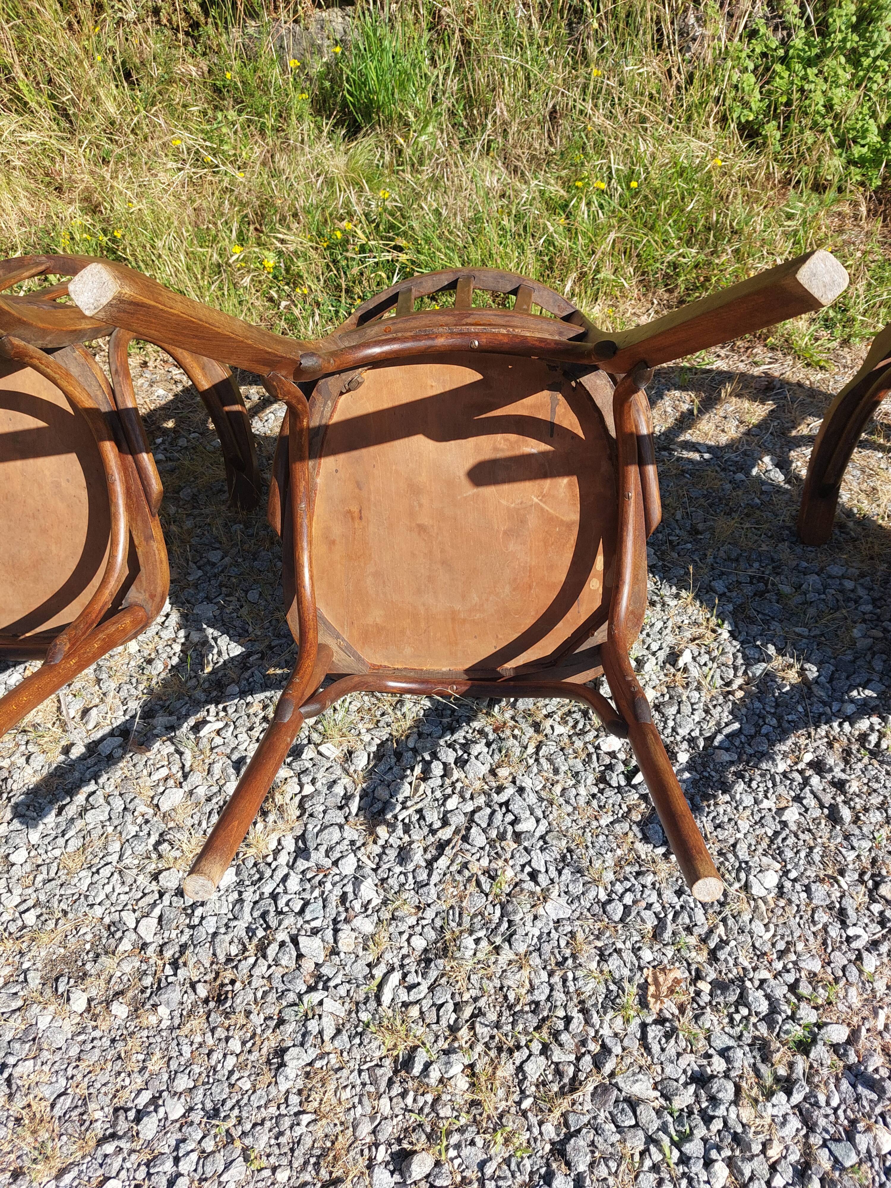 4 fauteuils Baumann en bois courbé