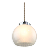 Mid-Century Italian Chrome and Murano Glass Pendant Lamp