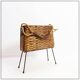 Vintage wicker and metal magazine rack - 1960s