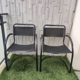 4 fauteuils noir mat vintage