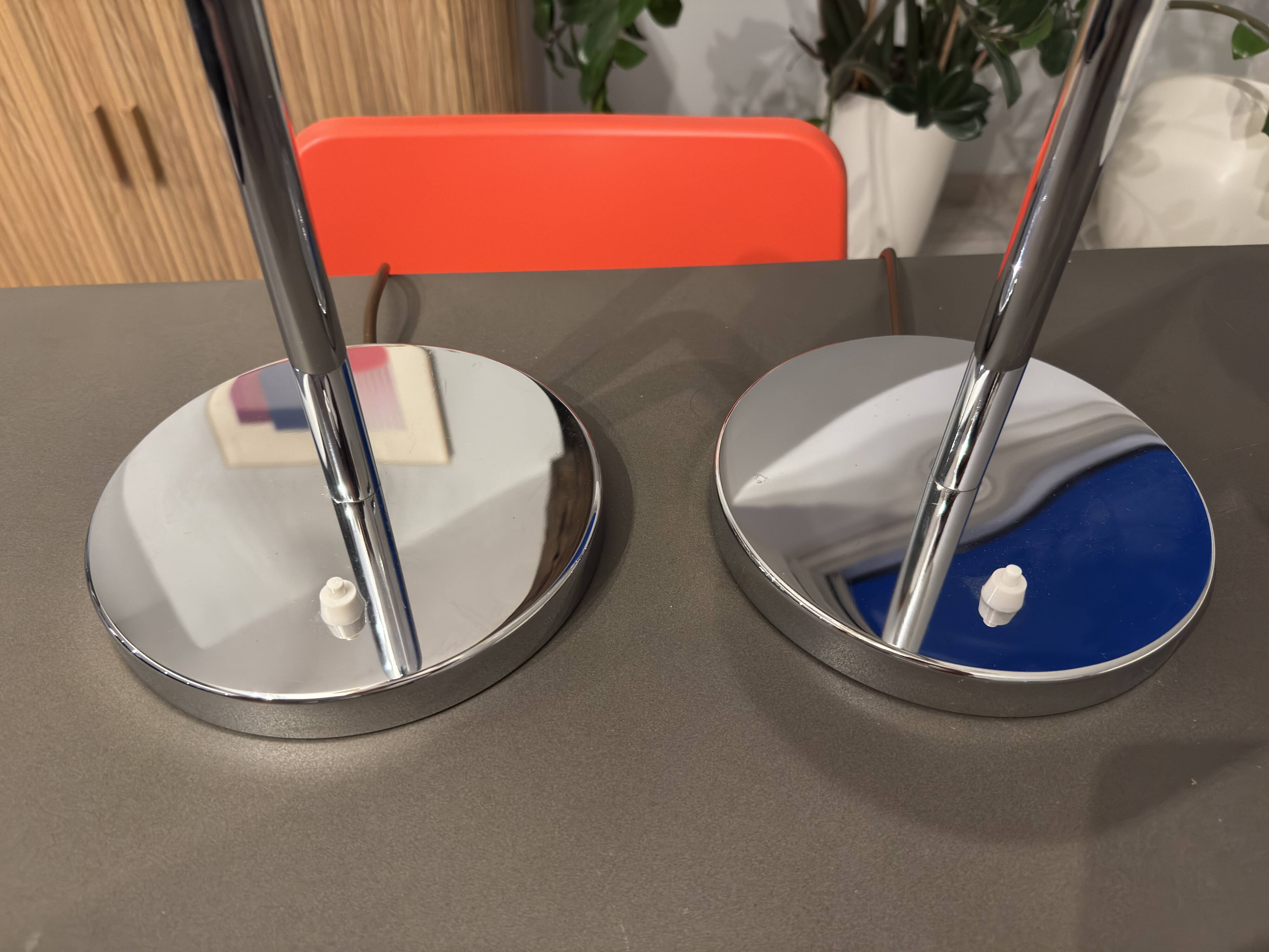Pair of vintage chrome design lamps – MOOS Switzerland – Italian style