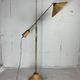 Italian adjustable floor lamp in pencil reed bamboo rattan and brass, 1970s