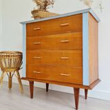 Retro chest of drawers with spindle legs