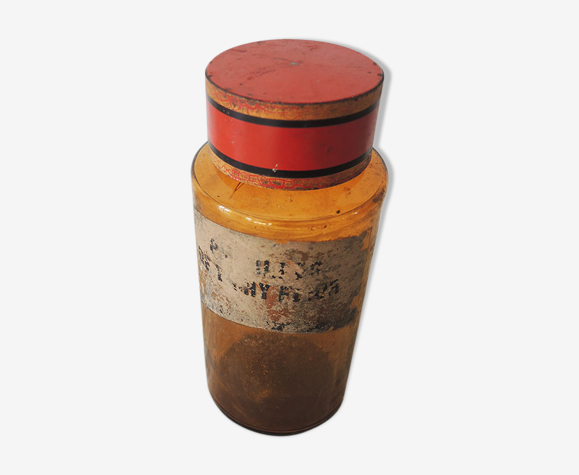 Ancien pot à pharmacie, flacon apothicaire, verre marron
