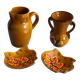 Vallauris ceramic pitcher, vase and bowls