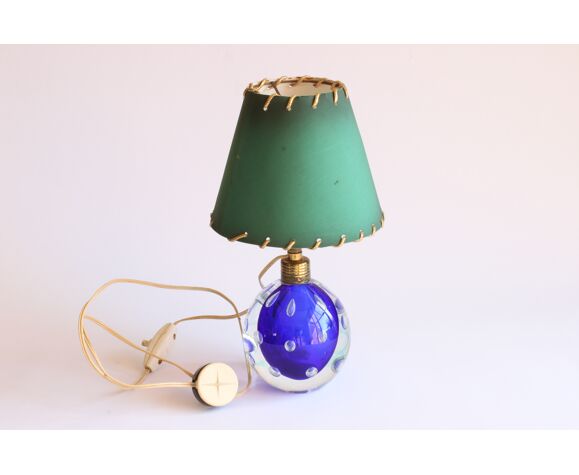 Murano Glass Blue Bubble Ball Table, Helena Blue Mosaic Table Lamp